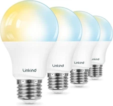 Linkind Smart Light Bulb A19 CCT App Remote Control 800 Lumens 60W EQ 4 Pack