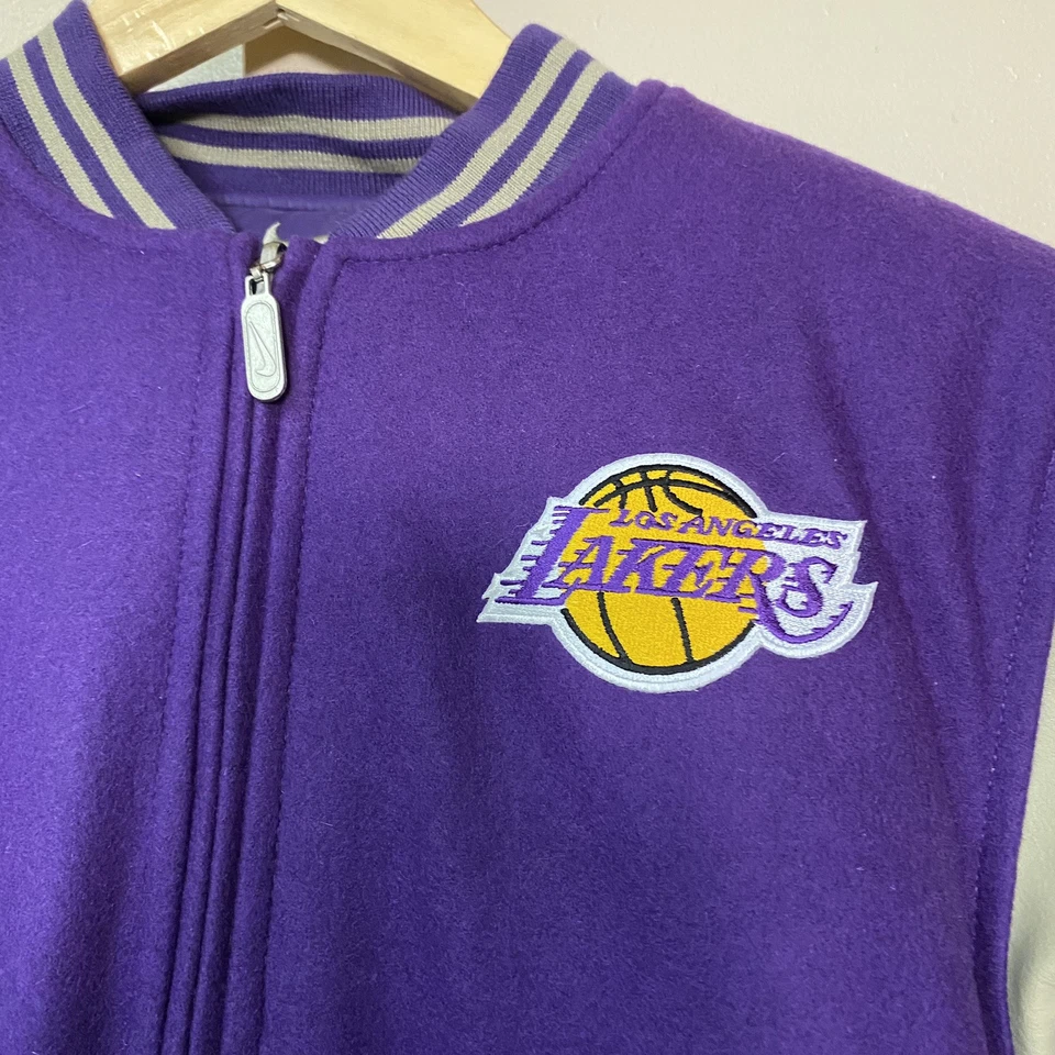 Chaqueta De Colección Los Angeles Lakers Juvenil M Bombardero Cremallera Completa Lana Y2K Reversible Foto 4 de 4