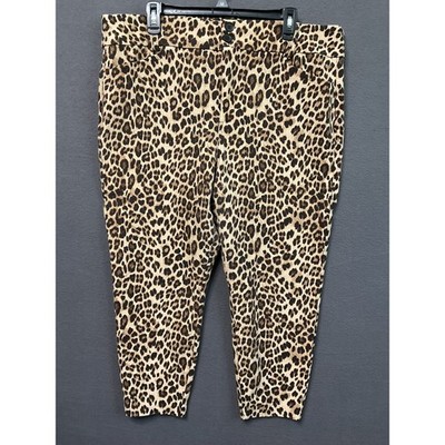 Torrid Pants Womens 24 Leopard Print Cropped Slim Stretch Animal Pockets