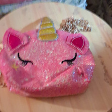 Girls Pink/Gold Glitter Unicorn Mini Crossbod...