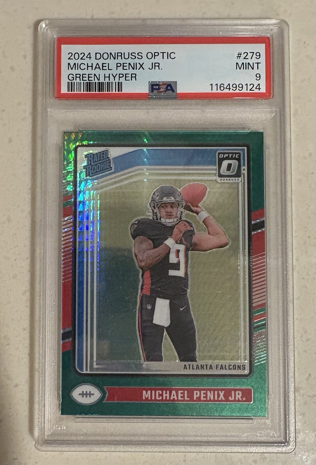 2024 Donruss Optic Rated Rookie Michael Penix Jr. #279 Green Hyper (RC) PSA 9
