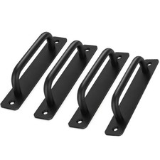 4 PCS Black Metal Heavy Duty Barn Door Handle Flush Long Base Pull Gate Hardware