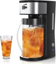 Iced Coffee Tea Maker with Reusable Filter Basket, 3 QT Pitcher, Iced Tea and Co