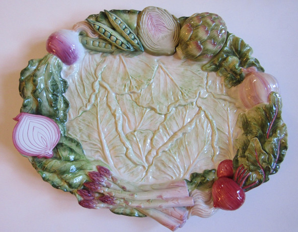 Fitz & Floyd “FRENCH MARKET” ¡Bandeja para servir ovalada de 19" con verduras en relieve!