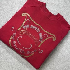 Vintage Jerzees USA Red Crewneck Sweatshirt Oak Grove Band Music Graphic Sz L