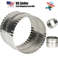 4” Duct Connector, Aluminum with Bead and Crimp, Silver, 3” long