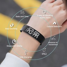 Smart Watch Vibration Alarm, Pedometer, Timer, LED Fitness Tracker NEW US