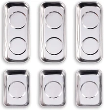6-Piece Magnetic Tray Set (3.6" X 2.4" / 5.9" X 2.5" Square), Magnet Tool Trays