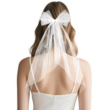 Woosir Blue Embroidered Bride to Be Veil for Bachelorette Party Bridal Shower Tu