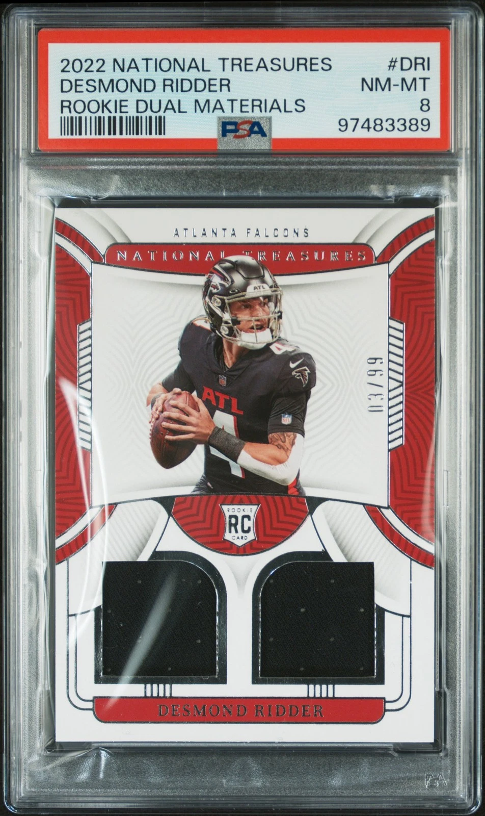 Desmond Ridder Panini National Treasures Rookie Dual Materials #DRI Base