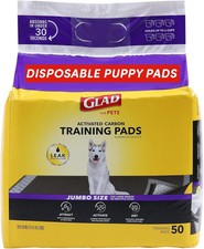 Glad Jumbo 28X30 Charcoal Disposable Dog Training Pads 50 Count Super Absorbent