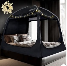 Full Size Bed Tent Canopy, 93 Light Block, 3 Doors, Portable