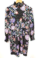 LOFT Multicolor Floral Paisley Print Mock Neck Dress Puff Sleeve Womens Sz 8P