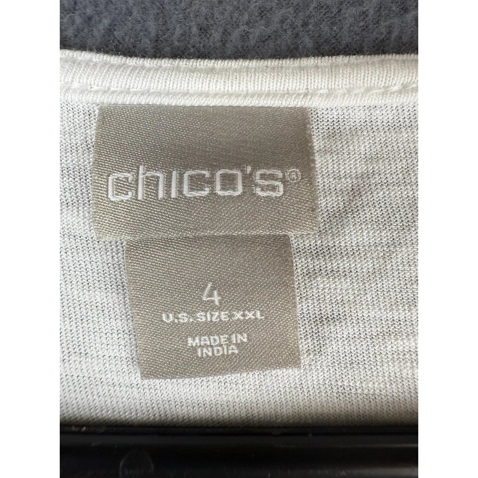 Top Chicos Mujer Talla Blanco Negro Floral Adornado Cuentas Mangas 3/4 XXL Foto 3 de 4