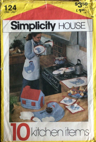 SIMPLICITY HOUSE 124 10 KITCHEN ITEMS SEWING PATTERN ©1981 CUT