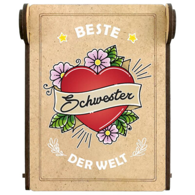 Candle in the Box Kerze in Holzkiste | beste Schwester | Kerze mit Spruch