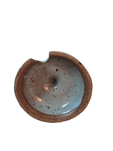 Art Pottery Handcrafted Blue Stoneware Sugar Jar or Honey Pot Lidded Signed 5" - Picture 7 of 8
