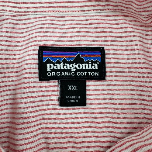Patagonia Camicia Uomo 2XL Rosa Rigato S/S Tasca con Bottoni Cotone Organico - Foto 3 di 10