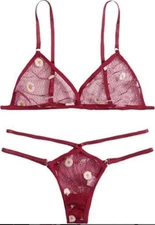 Mesh Strap Bralette Lingerie Set, SOLY HUX Size-Small #G I01- Z5645