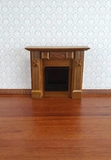 Dollhouse Miniature Fireplace Wood Walnut Finish Small 1:12 Scale Furniture