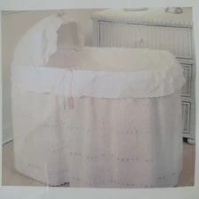 VTG CARTER'S USA Made Bassinet Liner & Hood Cover Baby Bedding Off White COTTON