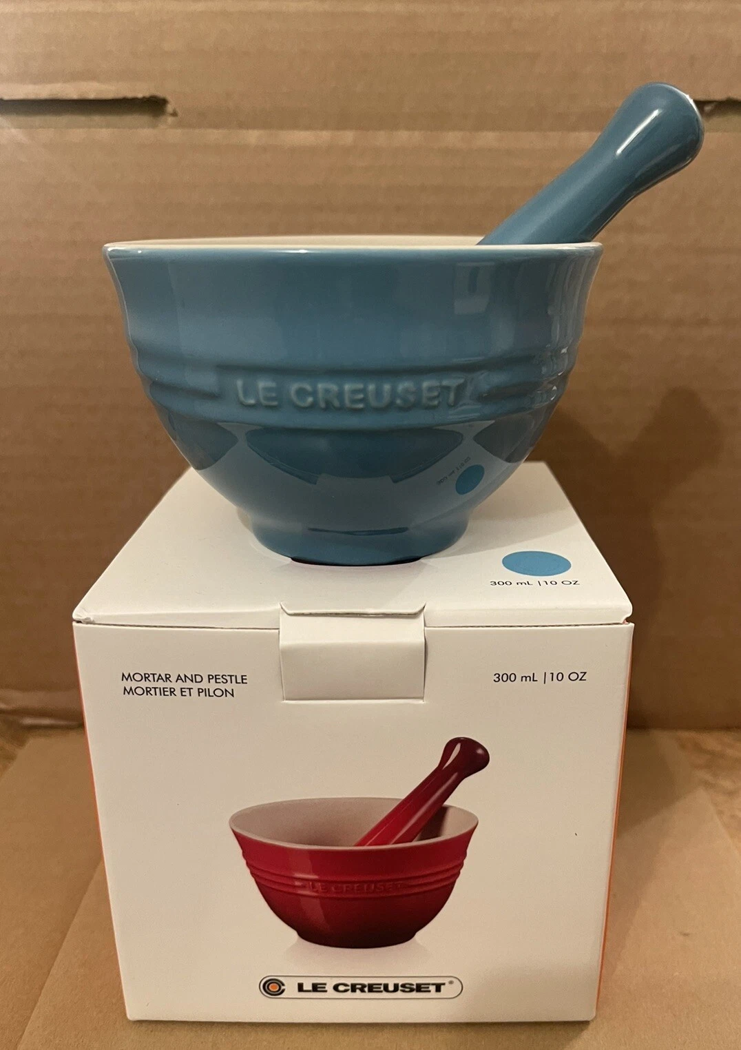 Le Creuset Stoneware Pestle and Mortar -0.3L Caribbean Teal ( New)