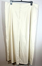 Cider Women's Wide Leg Polyester Blend Trouser Pant 3 Button Ivory  {Size 4XL}