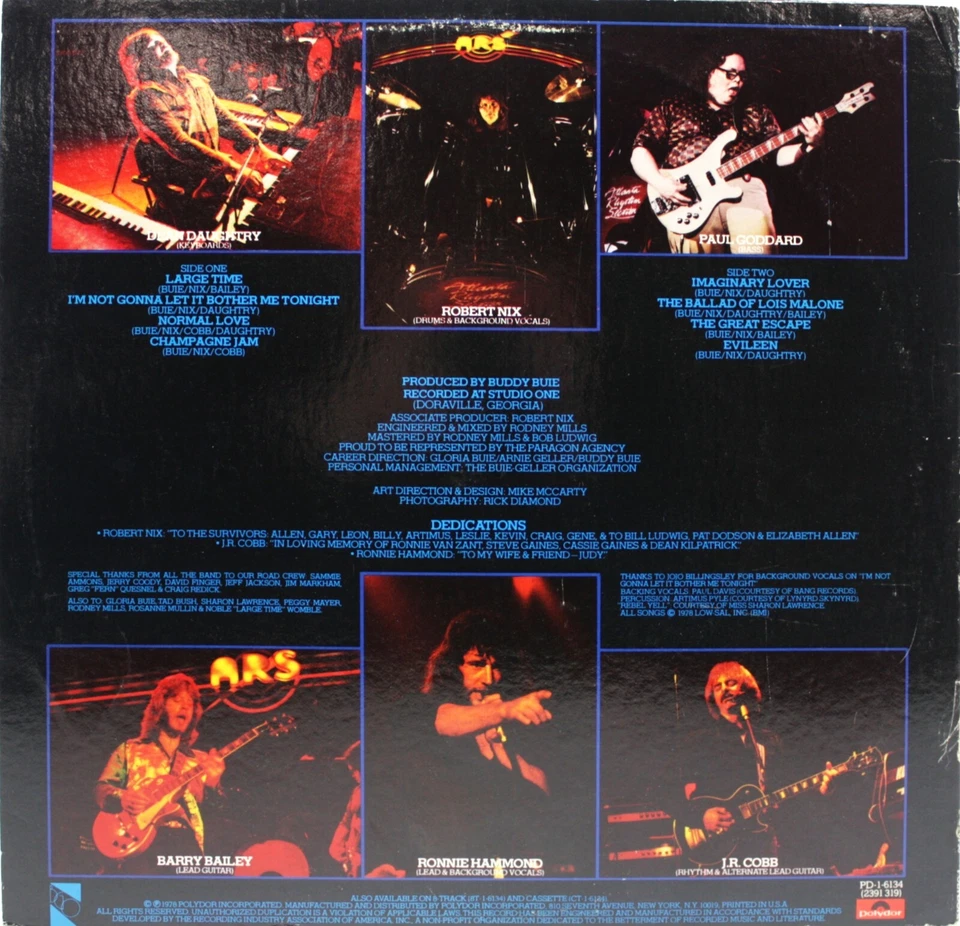 ATLANTA RHYTHM SECTION Champagne Jam USED 1978 LP Rock Vinyl Record POLY-6134 - Image 2 of 2