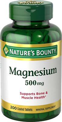 Nature s Bounty Magnesium 500mg Tablets for Bone & Muscle Health 200 Tablets