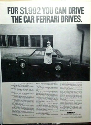 1970s Fiat/ Mr. Ferrari Car Vintage Print Ad