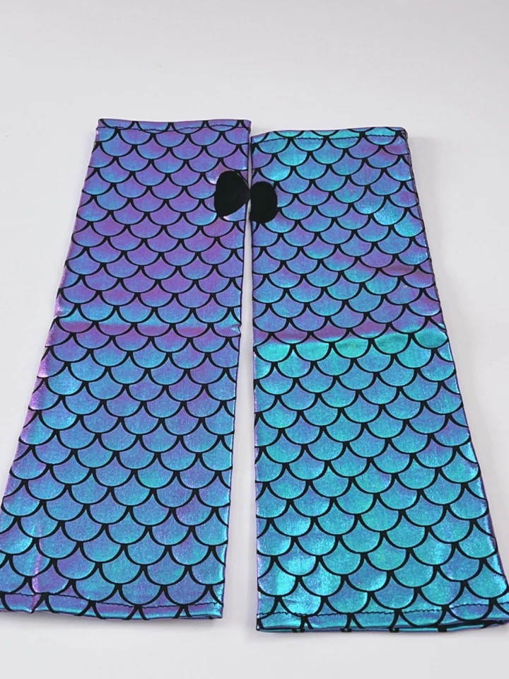 AU Dama Mujeres Niñas Sirena Pez Escala Disfraz Fiesta Guantes Sin Dedos Mangas Foto 3 de 4