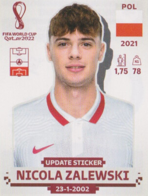 Panini sticker football World Cup 2022 update: Nicola Zalewski Poland picture Qatar NEW