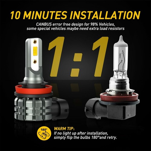 AUXITO H8 H11 LED Fog Light DRL Driving Bulb 4000LM Golden Yellow Super Bright - Picture 5 of 12