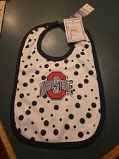 Ohio State Buckeyes Polka Dot Bib Newborn Baby 100% Cotton Zelcro Closure NEW