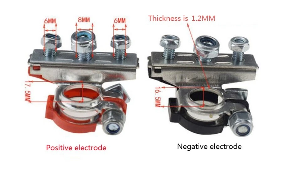 Heavy Duty Car Battery Terminal Connector Cable Clamp Positive Negative Clips  - Изображение 3 из 4