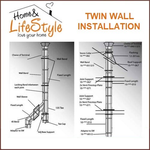 Roof Support Twin Wall Flue Pipe Stainless Steel Wood Burning Multifuel  Stoves | eBay