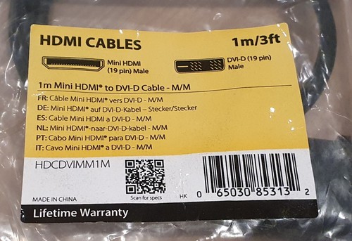 HDCDVIMM1M STARTECH MINI HDMI TO DVI-D CABLE M/M - Picture 2 of 3
