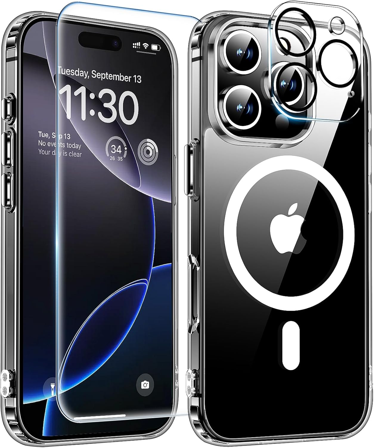 For Iphone 16 Pro Case(6.3”) with Screen & Lens Protector,[Compatible with Magsa