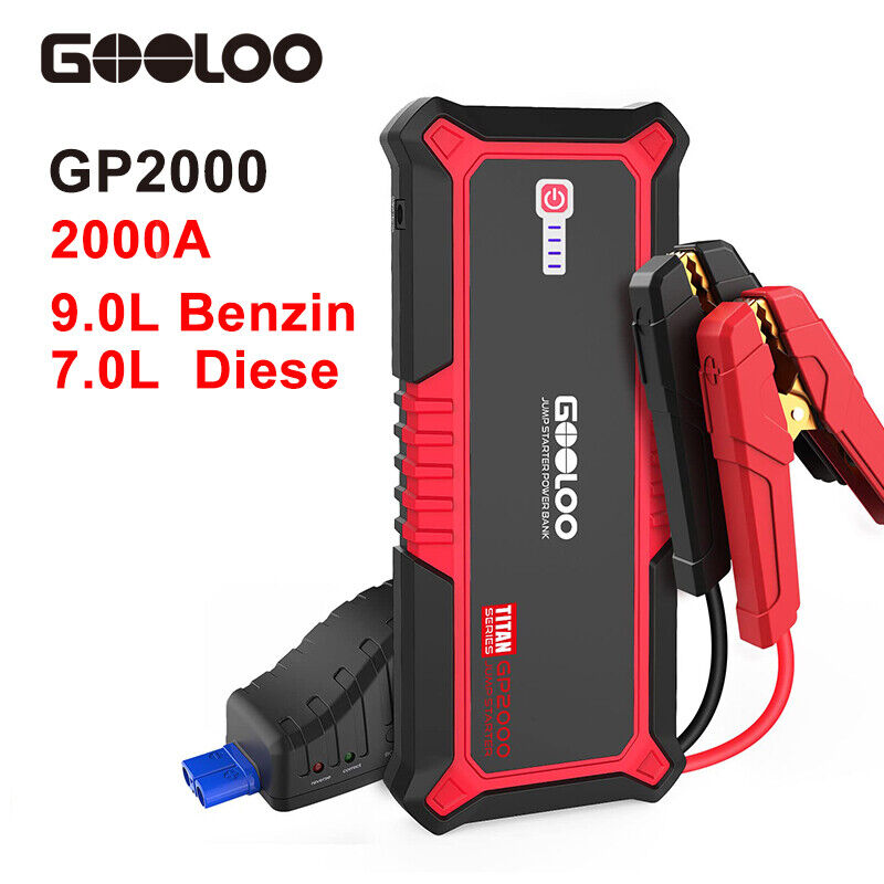 GOOLOO Starthilfe Powerbank 2000A 12V Starthilfe 19800mAh Supersafe Tragbare DE