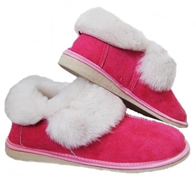 Merino Wool Naturale Calda Lana Pecora pelle Rosa Pantofole