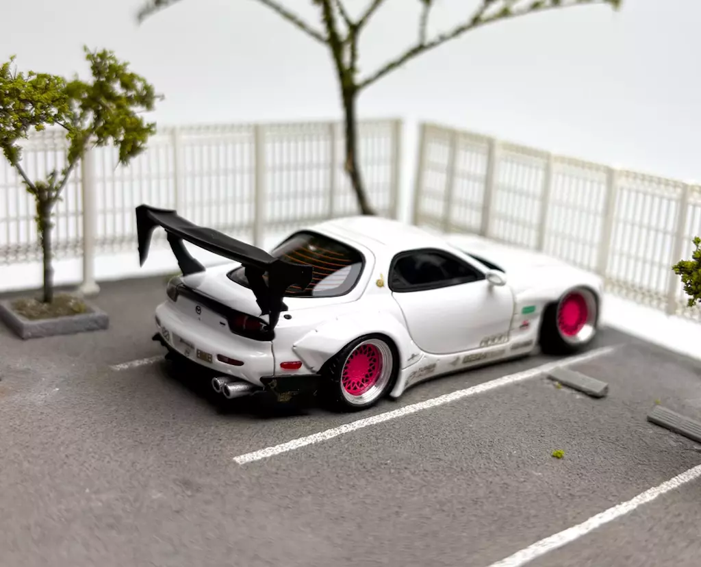 404Error 1:64 White RX7 FD Rocket Bunny Widebody Model