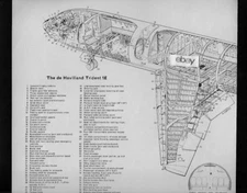 DE HAVILLAND TRIDENT 1E 2 PG INTERAVIA CUTAWAY TECH DRAWING 1963