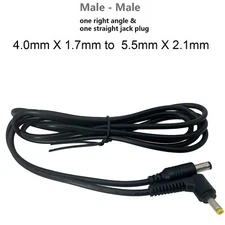 DC 5.5mm x 2.1mm Male to Male 4.0mm x 1.7mm Right Angle Power Adapter Cord Cable