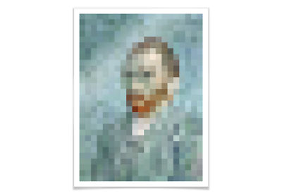 Poster Pixelart - van Gogh - Selbstbildnis 1889 WANDBILD kratzfest Wanddeko FSC