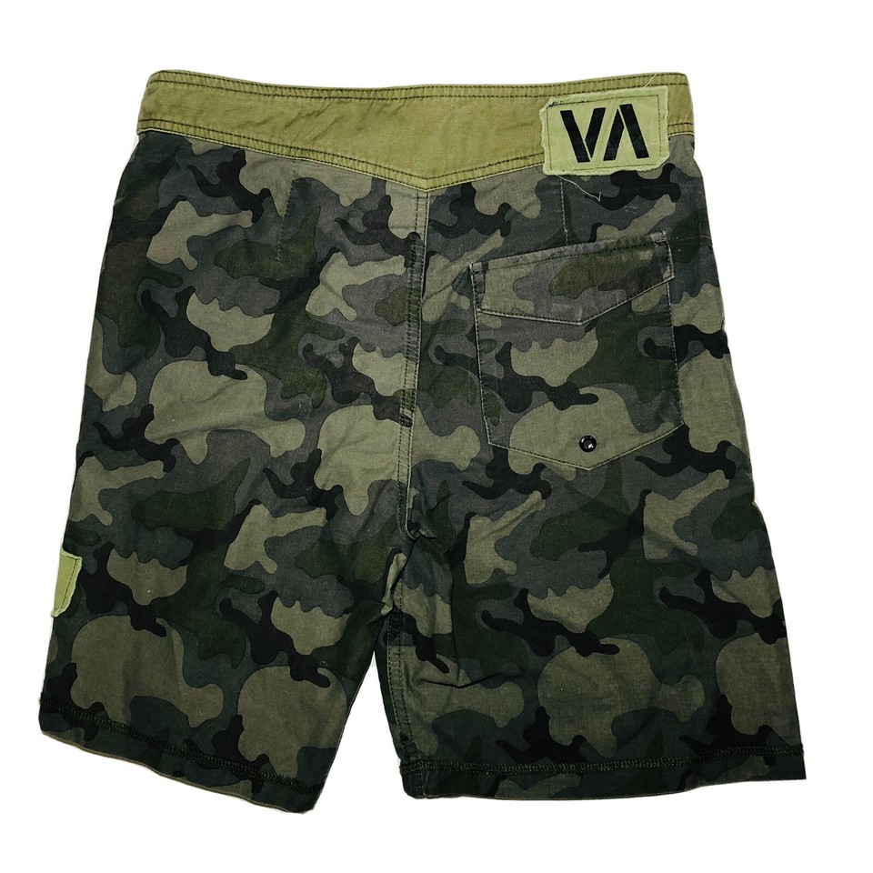 RVCA Men's Board Shorts Size 30 Camo With Back Pocket And Logo Surf