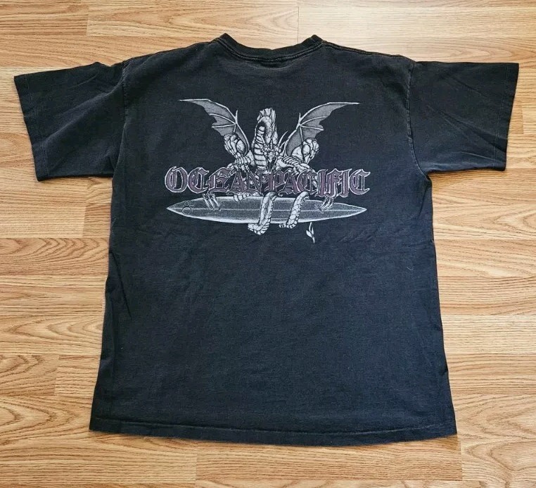 Vintage 80s OP Ocean Pacific Surf Dragon Surfboard T Shirt