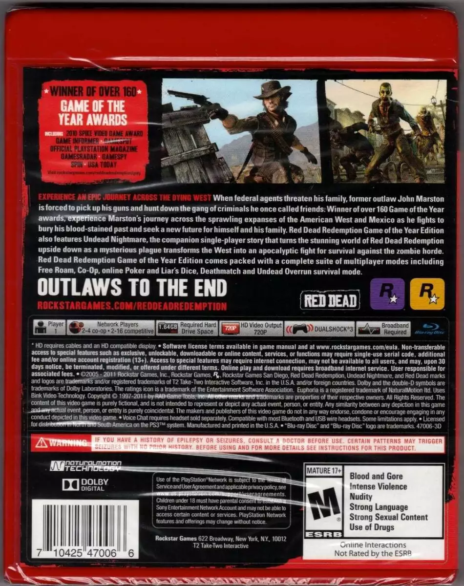 Red Dead Redemption - Game of the Year Edition - PS3 - Brand New | Factory  Seale