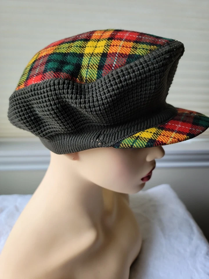 Vintage 1960s Autofit Newsboy Cap Cabbie Hat Plaid Made In Scotland Stretch S - Image 2 of 4