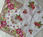Vintage Ladies Handkerchief Lot of 2 Hankies Jeou ol’ey Paris Scalloped Roses
