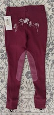 NWT TuffRider Girls Whimsical Horse Embroidered Pull On Jodhpurs Plum Caspia -10